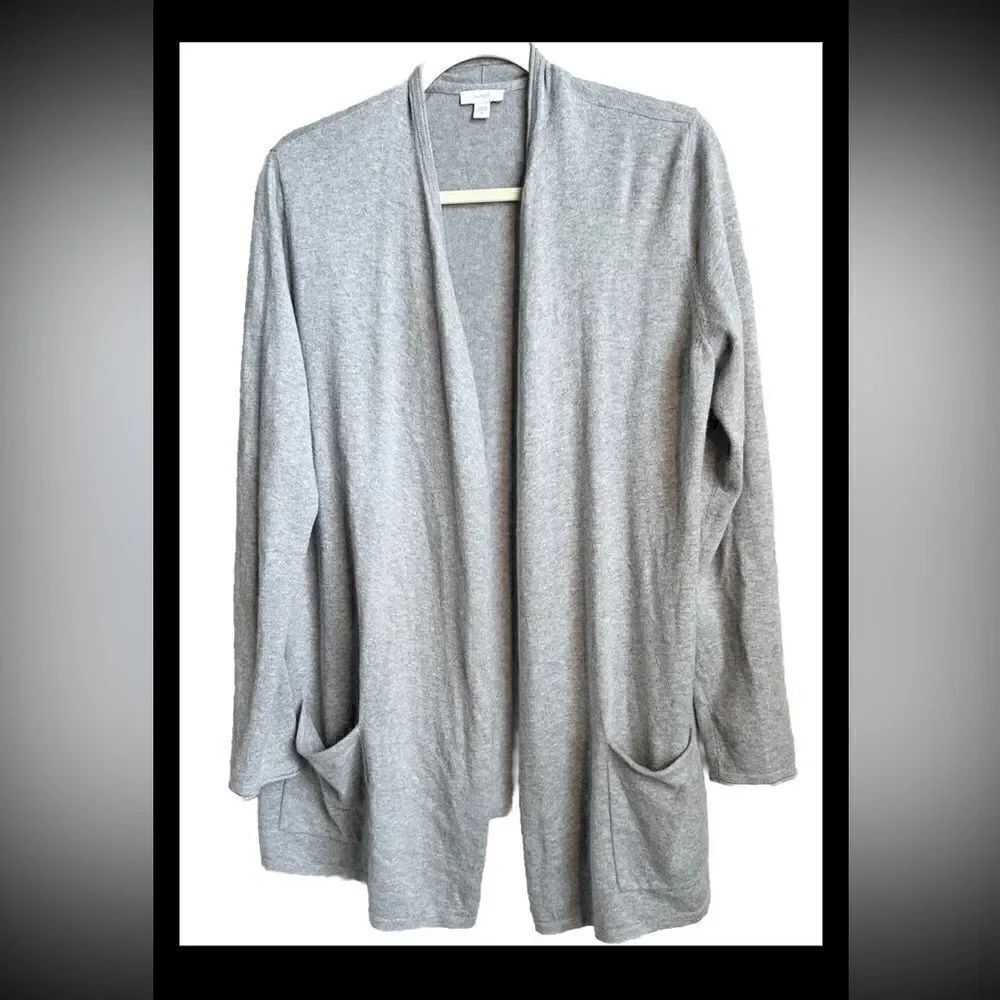 PureJill Cotton & Cashmere Blend Open Front Cardigan Sweater M